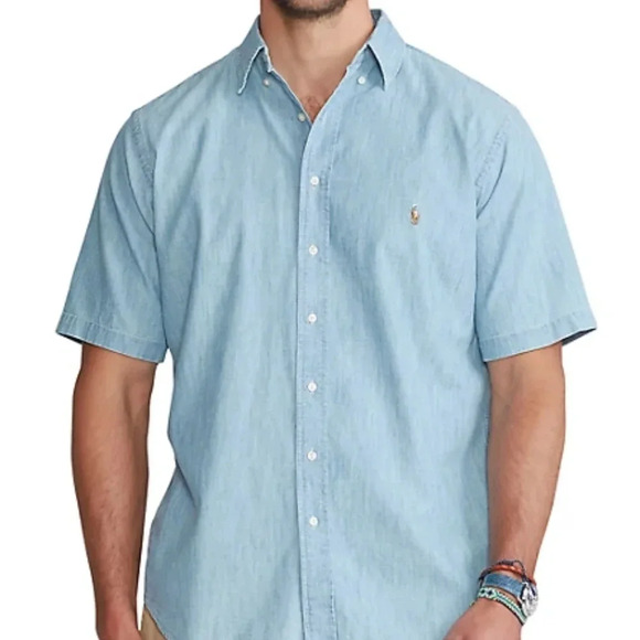Ralph Lauren "Blaire" Chambray‎ Short Sleeve Shirt XL - Picture 1 of 6